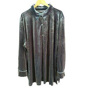 Vintage Working Classics Designs Co Black Velvet Button-Up Shirt 26/28 Oversized